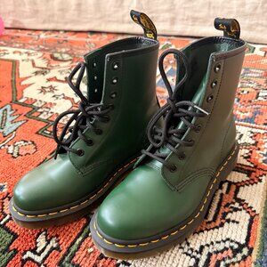 1460 Dr Martens Smooth Leather Lace Up Boots in Green